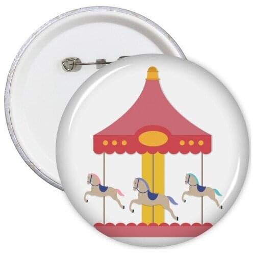 Colourful Carousel musement Park Pattern Round Pins Badge Button Clothing Decoration 5pcs Gift