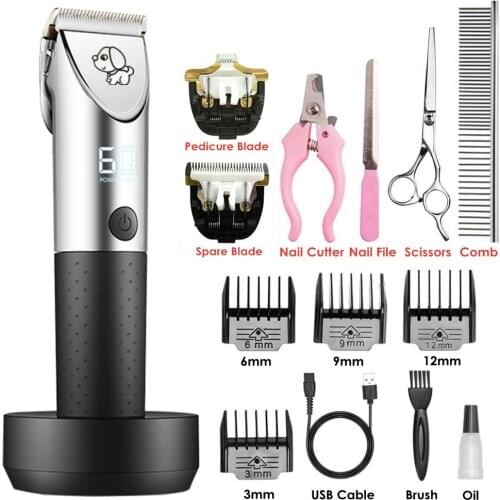 Dog Clipper Low Noise Pet Shaver USB Rechargeable Cat Hair Clipper Grooming Machine Cordless Haircut Trimmer Animal Professional