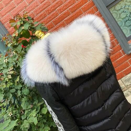 MS.Minshu Big Size Genuine Fox Fur Collar For Parka Coat Hood Free Shipping