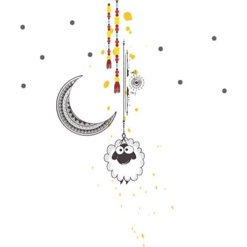 National style Moon and lamb wall stickers bedroom living room Porch decor kids room wallpaper for home decoration stickers