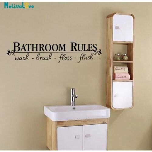 Bathroom Rules Quote Decor Wash Toilet Stickers Home Removable Vinyl Wall Sticker BA154