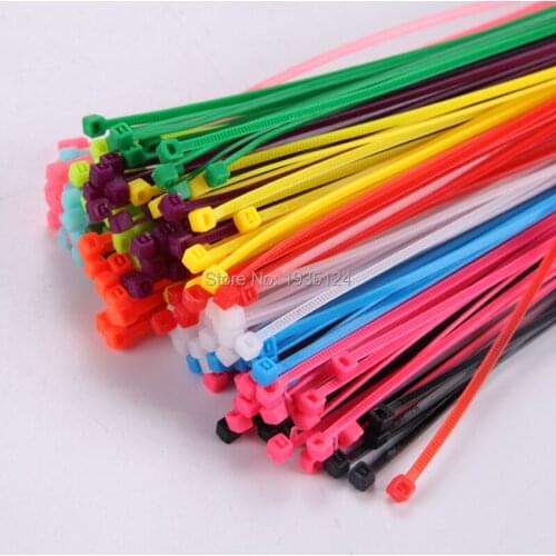 10pcs/bag 8 Color 4mmx200mm Self-Locking Nylon Wire Cable Zip Ties Cable Ties White Black Organiser Fasten Cable