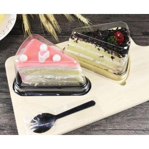 New Arrival Plastic Clear Disposable Cake Box Single Individual 8 Inch Triangle Cake Boxes Food Dessert Packaging