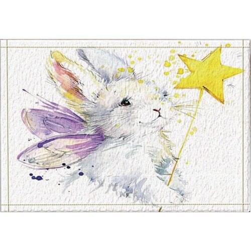 The Painted Angel Rabbit Carries the Star Wand Bath Rugs Non-Slip Doormat Floor Entryways Outdoor Indoor Front Door
