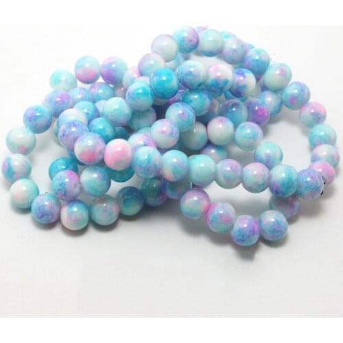 Wholesale 300pcs/lot 8mm Mottled Pattern Round Ball Fashion Glass Loose Spacer Beads for Jewelry Making DIY Bracelet Necklace