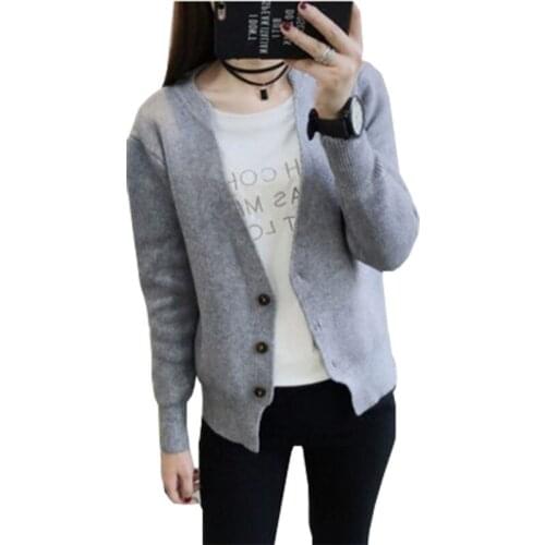 2021 Autumn New Sweater Women Short Thick Cardigan Jacket Korean V-neck Students Coat Sweaters Jumper Clothing Vestidos MMY496