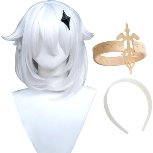 Hot Game Genshin Impact Paimon Cosplay Off-white Wig Hair accessories for Halloween Fancy Stage Performance Props