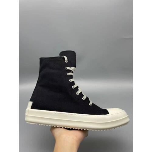 Owen Seak Men Casual Canvas Shoes Luxury Trainers Ankle Boots Lace Up Sneakers Zip High-TOP Hip Hop Streetwear Flats Black Shoes