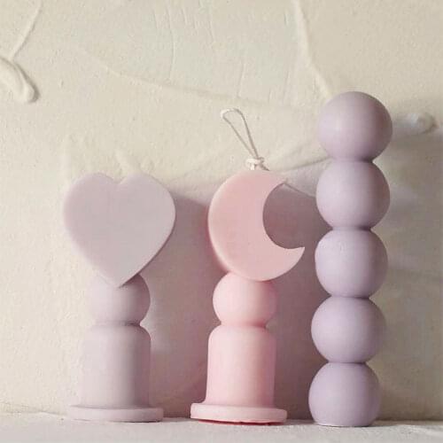 DIY Moon Love Heart Silicone Candle Mold Ball String Aromatic Candle Making Resin Soap Chocolate Mold Wedding Cake Home Decor