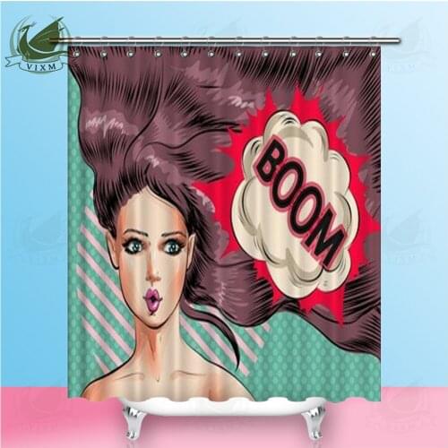 Vixm Sexy Glamorous Girl In Retro Pop Art Comics Style Shower Curtains Waterproof Polyester Fabric Curtains For Home Decor
