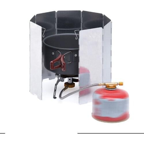 9 Plates Foldable Gas Stove Windshield Outdoor Camping Cooking Burner Windproof Screen Aluminum Alloy Outdoor Stove Wind Shield