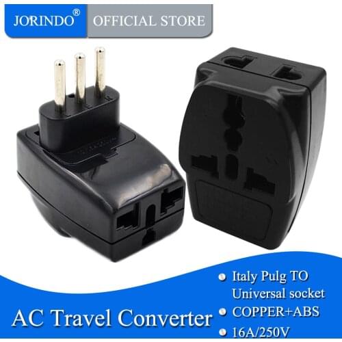 JORINDO 1to3 Universal UK US EU AU to Italy Italian Travel AC Power Adapter Converter Plug Household AC wall Plugs