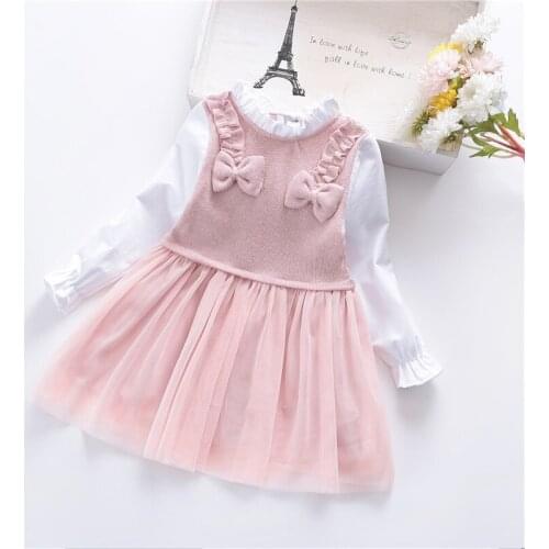 Princess Party Costumes for Baby Girl Mesh Patchwork Clothes Autumn Birthday Wedding Dress Toddler Bow Clothes Sweet Vestidos