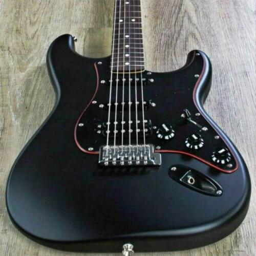 High quality FDST-1046Ghost Black color solid body black pickguard rosewood fretboard black head electric guitar, Free shipping