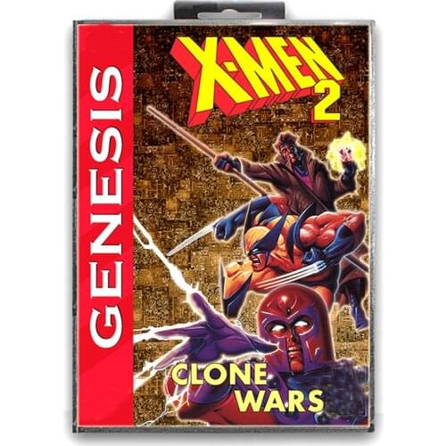 X-men 2 Clone Wars with Box for 16 bit Sega MD Game Card for Mega Drive for Genesis Video Console
