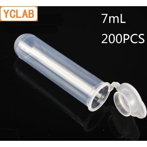 YCLAB 200PCS 7mL Centrifuge Tube EP Plastic Round Bottom Connect with Lid no Graduation Ethylene Propylene