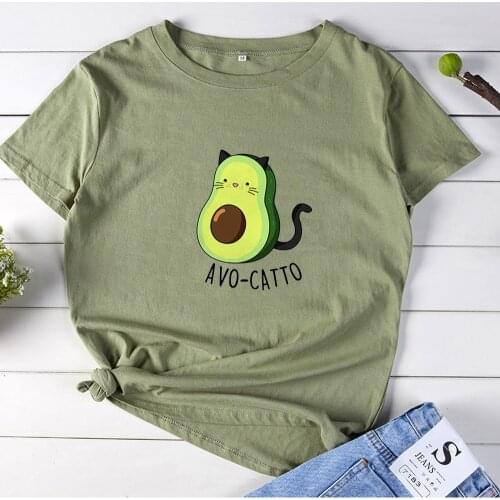 AVO-CATTO Graphic T-shirt Women Cotton Fashion Printed T Shirt Women O-neck Ladies Casual Top Tee Shirt Femme