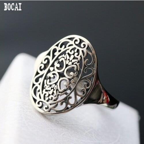 100% real 925 sterling silver oval ring vintage pattern Thai silver ring open silver womans ring