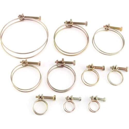 10pcs/set Double Wire Hose Clip Clamps 16mm-100mm Hose Clamp Fastener Hardware