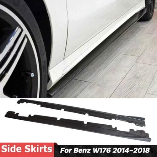 2 PCS Carbon Fiber Door Bottom Aprons Trim Lip Side Skirts Extensions For Benz W76 A250 A260 A45 Car 2014-2018