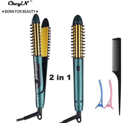 CkeyiN 2 in 1 Hair Straightener Hair Curler Profession Hair Curling Straightening Salon Hair Styling Tool 220V Drop shipping