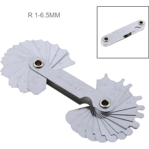 32pcs/set R1-6.5A7C10 Stainless Steel Radius Gauge Sample R Gauge with 1-6.5 Blades Range for Industrial Measurement Gauges