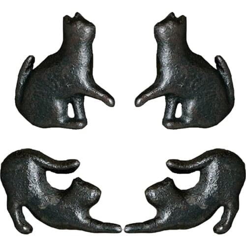 4pcs Variety Cast Iron Cute Cat Style Door Drawer Cabinet Wardrobe Pull Handle Knobs Vintage Rural Furniture Hardware