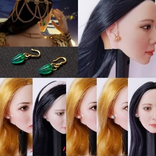 7 Style 1/6 Scale Figure Scene Accessory Soldier Round Pearl Set Diamond Earrings Model for 12 inches Man/Female Action Figure