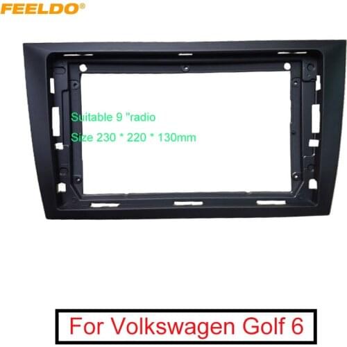 FEELDO Car Audio 2Din 9" Big Screen Fascia Frame Adapter For Volkswagen Golf 6 Stereo Dash Panel Frame Fitting Kit