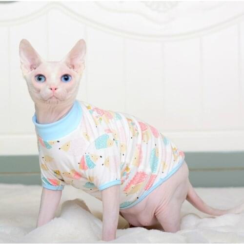 Hairless Cat Clothes Pet Cat Clothes 100% Cotton Shirt Pet Clothes for Spring Summer