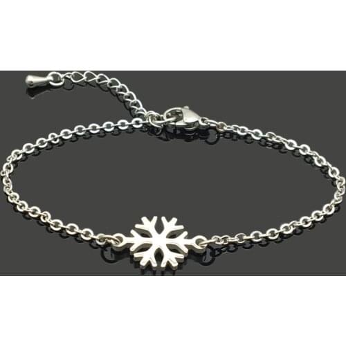 Winter Snow Charm Stainless Steel Chain Bracelet High Quality Stainless Steel Snow Pendant Chain Bracelet For Women Girls