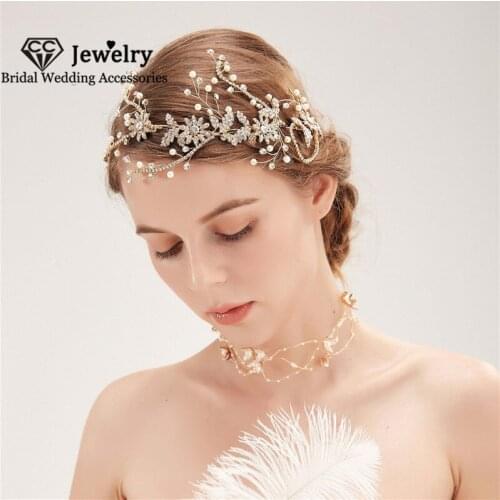 CC Bridal Hairbands Wedding Hair Accessories for Women Engagement Hairwear Bridal Headdress 100% Handmade Headbands Party HS150