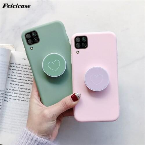 Nova 6 SE 7i Love Heart Stand Holder Case For Huawei P40 Lite Silicone Back Cover Matte JNY-L21A JNY-L22A JNY-L01A JNY-L02A