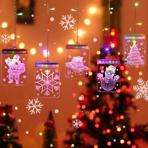 3D Colorful LED Fairy USB Lamps Xmas Novelty Hanging Light for Indoor Windows Warm White Christmas Ornament Party Bar Decor