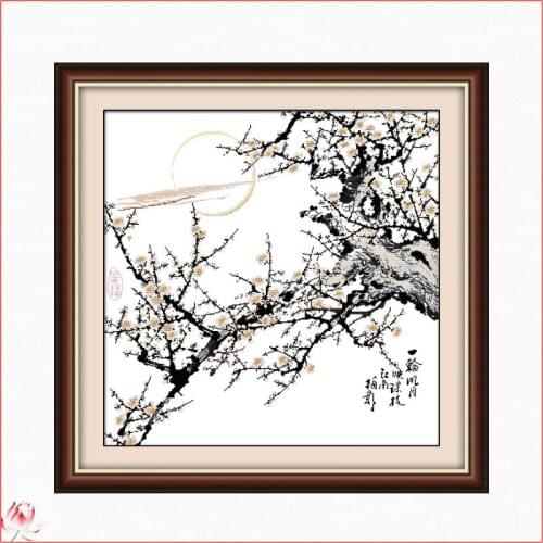 Plum Flower In Winter Scenery Pattern Cross Stitch DIY Handmade Needlework Embroidery Kit Home Decoration Painting Crafts