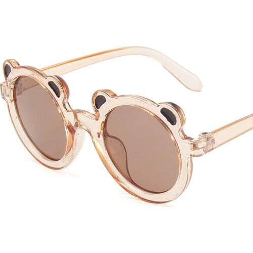 Bohosco Kids Bear Shape Round Sunglasses Cartoon Vintage Children Cute Baby Boys Girls Sun Glasses Classic Goggles Eyewear