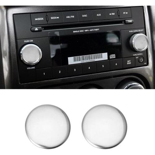 For Dodge Challenger Charger 2009-2014 Car CD Adjust Switch Button Decoration Cover Stickers Stainless Steel Car Accessories 2Pc