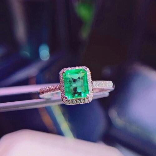 H1206 Emerald Ring 1.12ct Pure 18 K Gold Jewelry Nature Green Emerald Diamond Female Rings for women Fine Ring