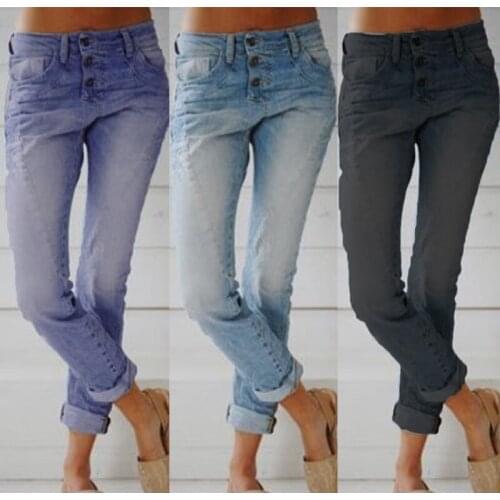 KALENMOS Plus Size Jeans Women Casual Straight-Leg Bleached New Slim-Fit Denim Pants 2020 New Autumn Trousers Vaqueros Mujer