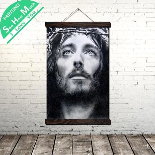 Jesus by Noeling Scroll Painting Canvas Vintage Poster and Print Wall Art Pictures Living Room Bedroom Farmhouse Decoration