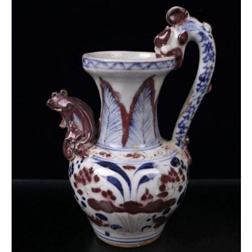 China Blue and white lotus ceramic wine pot crafts statue