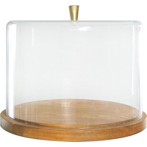 Round antique style handmade wood wedding cake holder with dome