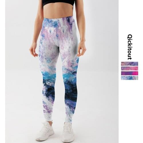 High Waist Push Up Sunset Tie-dye Ink Leggins Women Fitness Running Gym Pants Energy Leggings Sport Girl Leggins