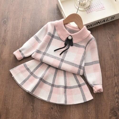 Menoea 2-6Year Toddler Girl Winter Clothes Suits Children Doll collar Sweater Shirt Skirt Clothing Baby Outfits for Kids Clothes