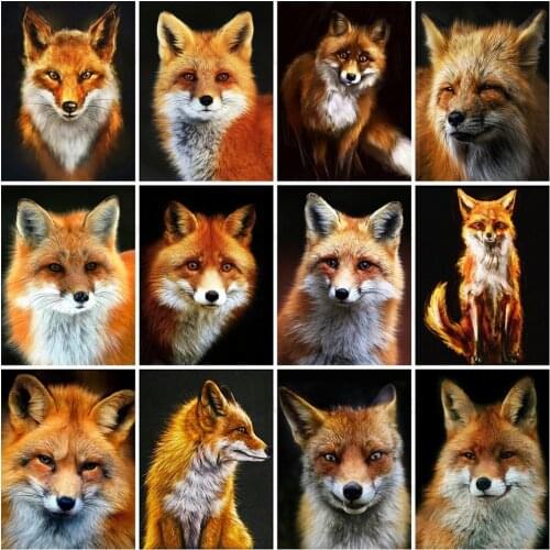 Cute Fox 5D Diy Square Round Diamond Painting Home Decoration Wall Art Animal Mosaic Handmade Sticker Diamond Embroidery Picture