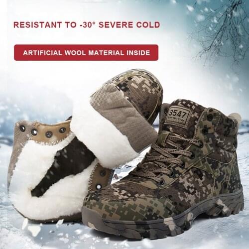 2020 Winter Camouflage Men Boots Warm Cotton Shoes Men Army Combat Tactical Military Mens Shoe Outdoor Ankle Snow Boots for Man
