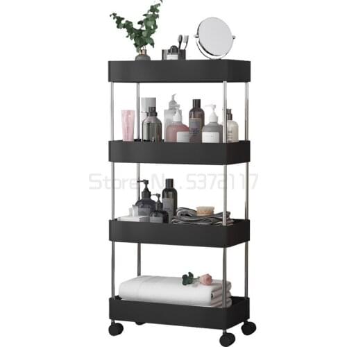 Floor storage rack multi-layer storage rack trolley kitchen bathroom mobile storage rack with wheel finishing rack