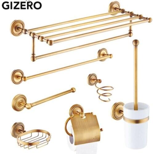 Hot sale Wall Mounted Hair Dryer Holder Antique Brass Finish Bathroom shelf storage GI1708