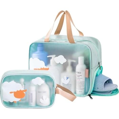 New Dry And Wet Waterproof PU Pouch Womens Cosmetic Storage Bags Makeup Daily Toiletries Organizer Large Capacity Bath Wash Bag