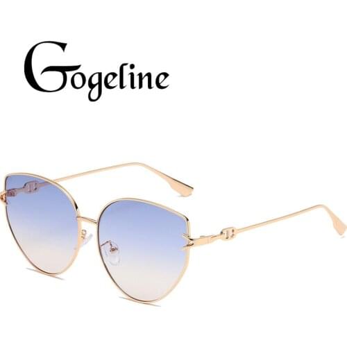 Fashion Large Cat Eye Sunglasses Women Brand Designer Vintage Gradient Color Lens Classic Alloy Sun Glasses Lady Eyewear